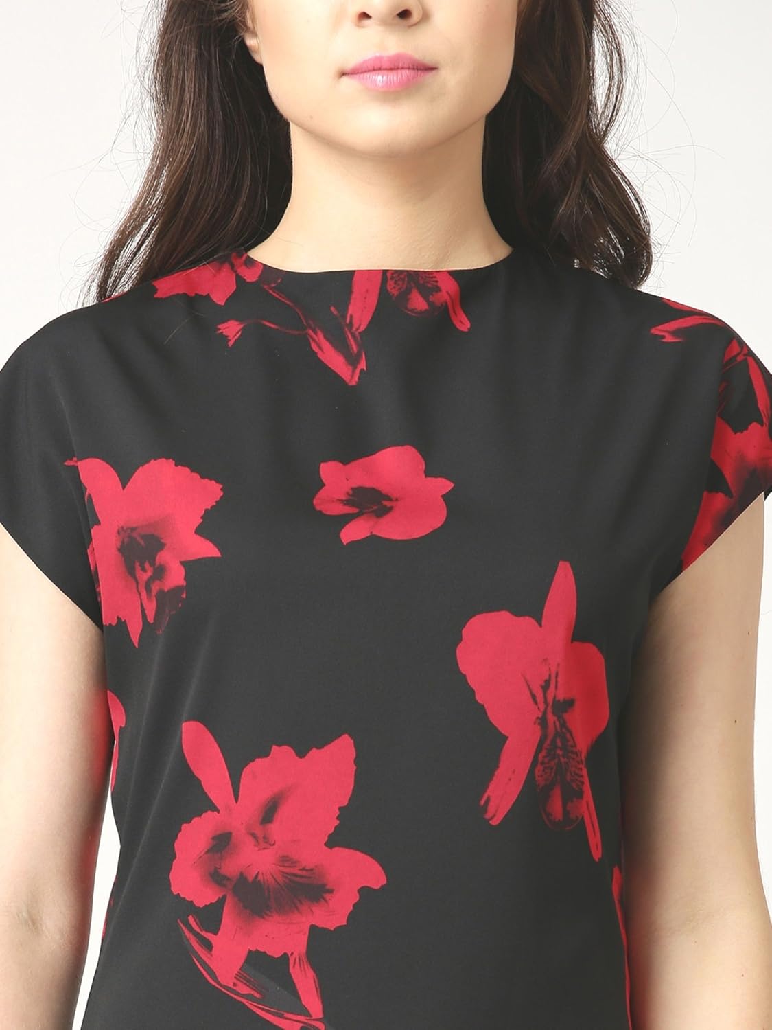 marie claire women's a-line dress (mc10133--s, black and red, small)