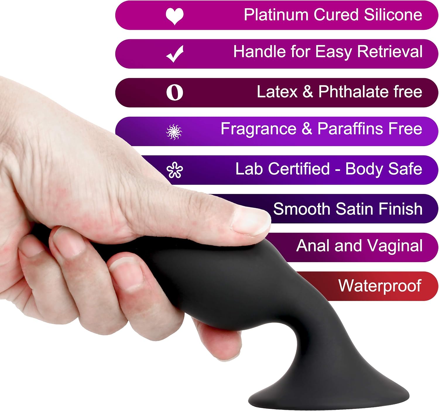 Belmalia 4X Anal-Plug with Strong Suction Cup, Erotic Desire for Him and Her with Smooth Silicone Dildo Set S + M + L + XL, Butt-Plug Black - Image 5