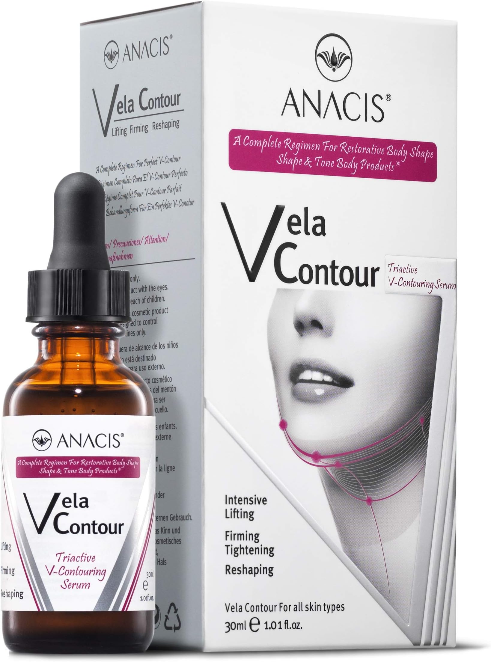 Neck Firming and Tightening, Lifting V line Serum, Chin contouring, Reduce Appearance of Double Chin, Loose and Sagging Skin. Vela Contour 30 Ml