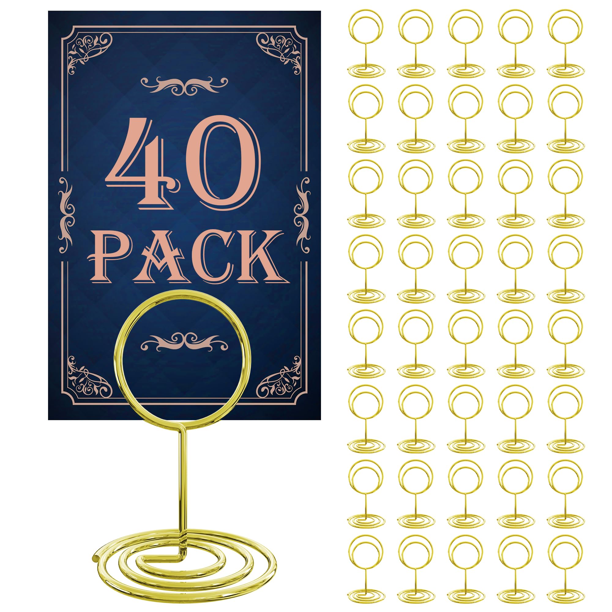 Photo 1 of GPYG 40PCS Table Number Holders, Place Cards Holder, Mini Food Labels Menu Holder, Photo Holders, Idea For Centerpieces, Wedding, Birthday, Party Decoration (Gold) (kt-009)