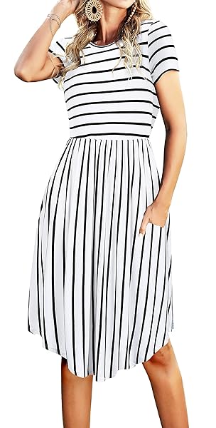 white christmas dresses Hana Stripe Criss Cross Slim Fit Midi Dress by Threaded Pear – Zulily main image 1