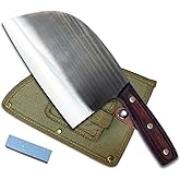 Handmade Forged Serbian Chef Knife - Full Tang Kitchen Butcher With Stone Grinder