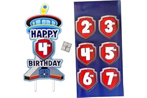 THINK GREEN FUN Custom Age Birthday Cake Topper for Patrol Boys and Girls Party Decorations