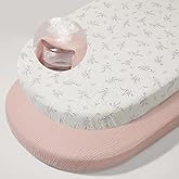 Basumee Muslin Bassinet Sheets for Baby Girl Boy 2 Pack Soft Breathable Baby Bedside Bassinet Fitted Sheets with Bottom Elastic Band Mattress Cover for Rectangle Oval Hourglass Bassinets