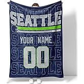 ANTKING Seattle Throw Blanket for Men Women Boy Custom Name and Number Gifts