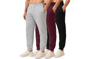Real Essentials 3 Pack: Men's Jogger Sweatpants - Cotton Fleece Bottoms Athletic Pants with Pockets (Big & Tall Available)
