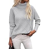 Zeagoo Women's Turtleneck Sweater Fall Winter 2026 Long Sleeve Chunky Knitted Trendy Pullover Tops