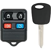Keyless2Go Replacement Keyless Entry Remote Car Key Fob with New Uncut Transponder Ignition Car Key H72 for Vehicles that Use Self-Programming