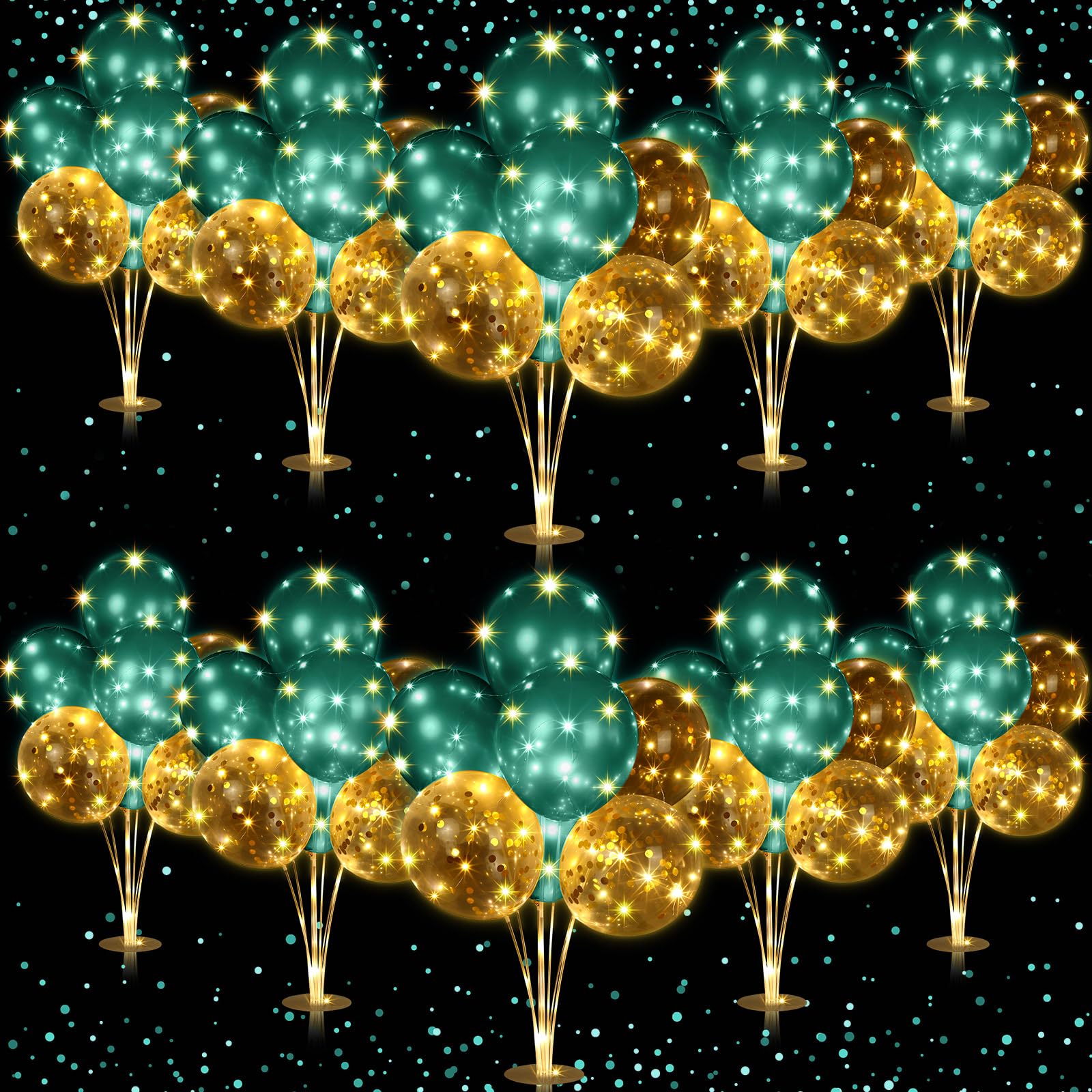 Photo 1 of Junkin 10 Set Balloon Stand Kit for Centerpiece with LED String Light 100 Pcs Balloons Light up Table Balloon Stand Centerpieces for Baby Shower Birthday Wedding Halloween Christmas(Green)