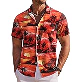 COOFANDY Men's Hawaiian Shirt Short Sleeve Floral Button Down Shirts Tropical Holiday Beach Shirts