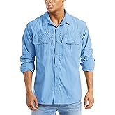 MAGCOMSEN Men's UPF 50+ Sun Protection Shirts, Button Down Long Sleeve Shirt for Hiking, Fishing, Safari
