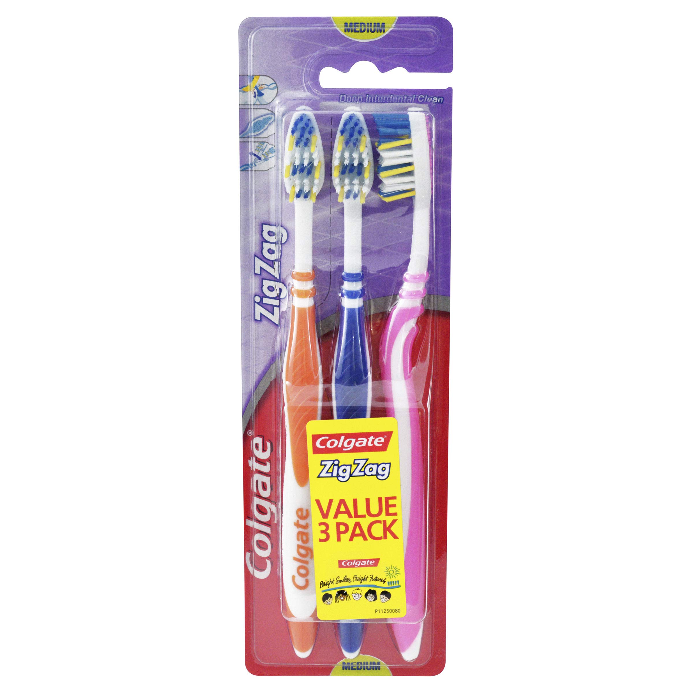 Colgate Zigzag Toothbrush, 3 Count (Pack of 1)