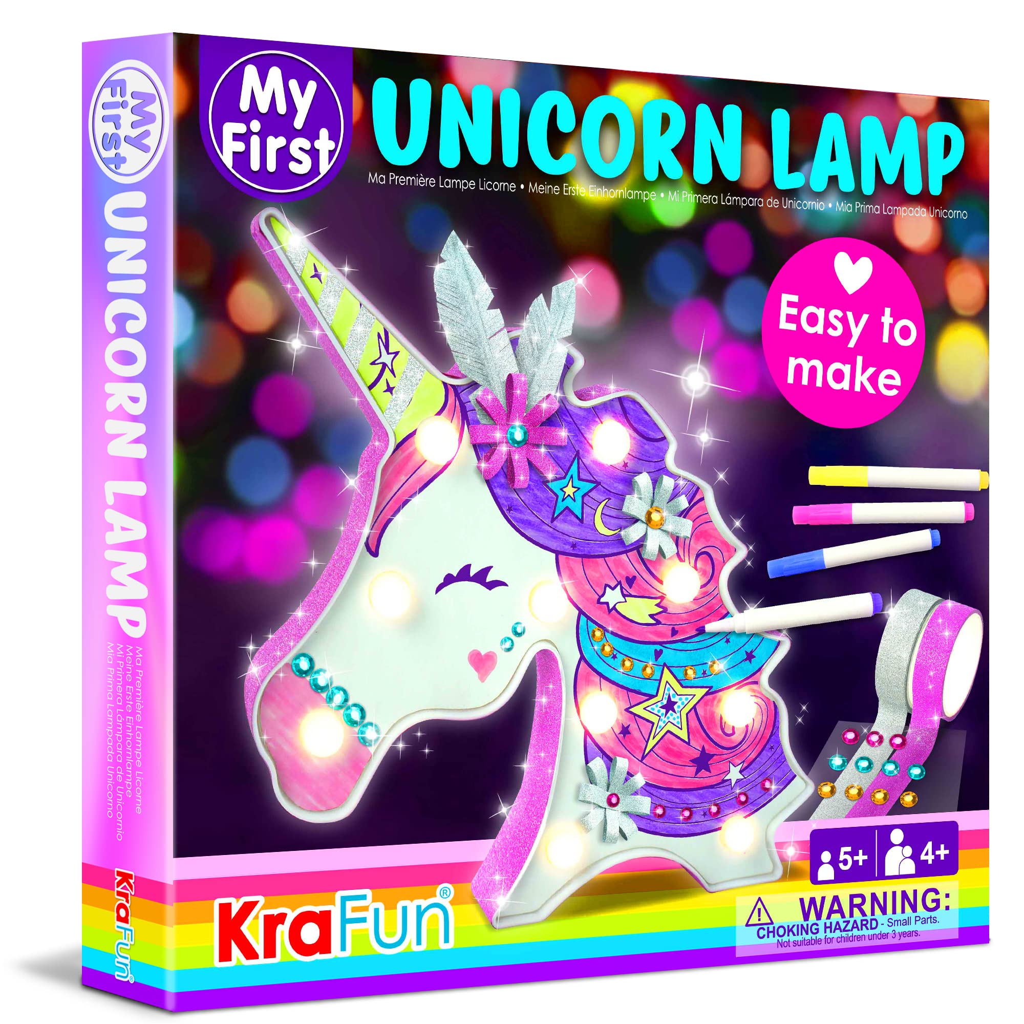 KRAFUN DIY Unicorn LED Lamp Kit for Kids – Creative Arts and Crafts for Boys and Girls, STEM STEAM Toys for Boys & Girls Age 6 7 8 9 10 11 12 Year Old