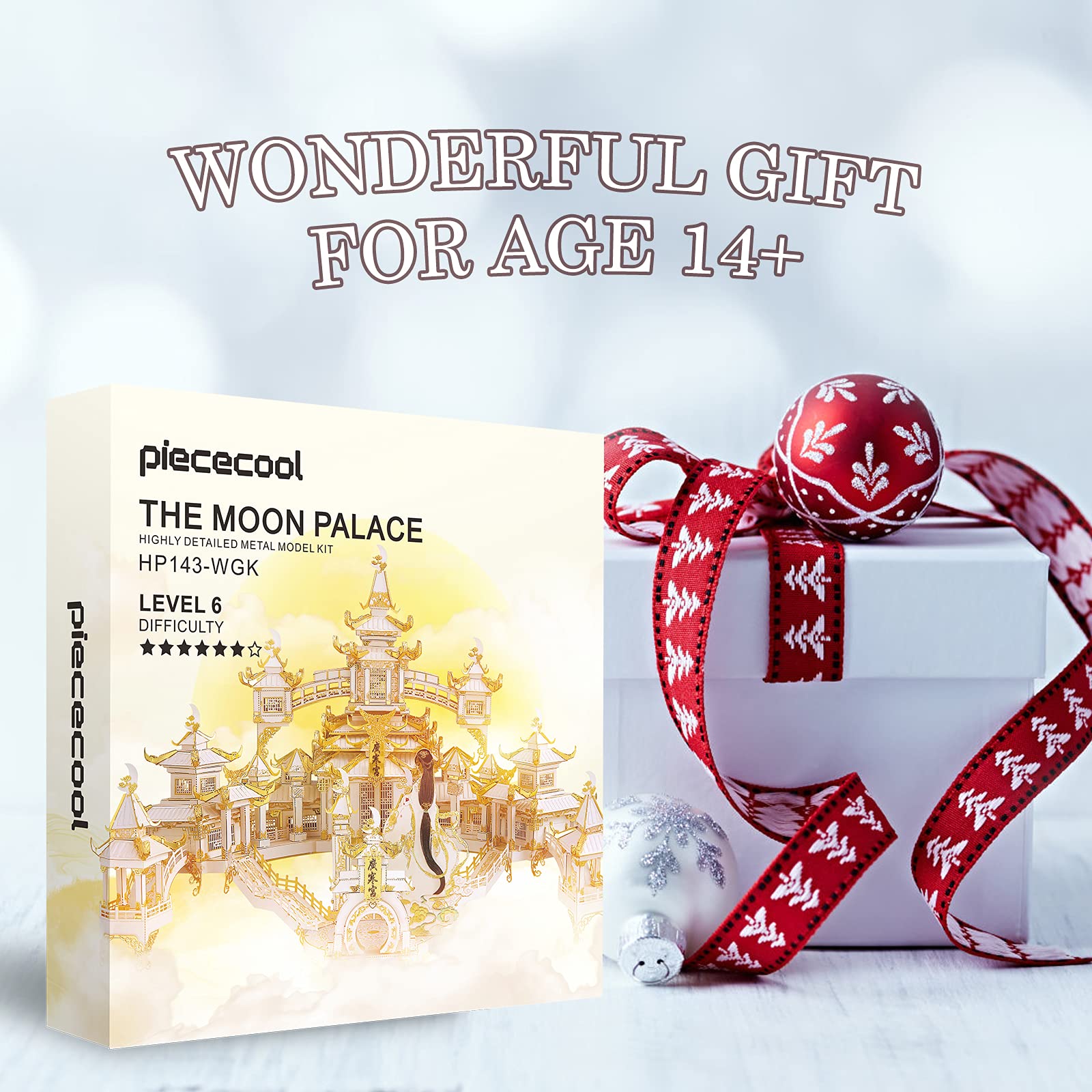 Piececool 3D Metal Puzzles for Adults, The Moon Palace 3D Metal Models Kits, Chinese Architecture Building Kits, Brain Teaser 3D Puzzles for Teens DIY Craft Kits, Great Birthday Gifts, 429 Pcs