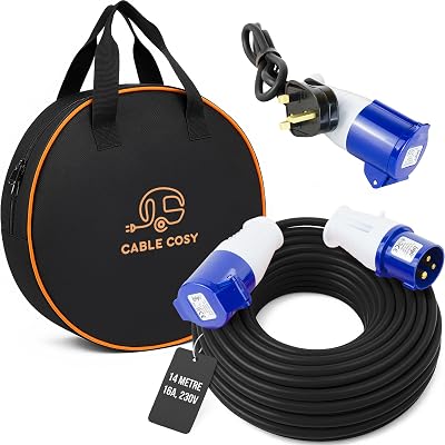 Luigi's 14m Mains Hook Up Cable with Fly Lead & Waterproof Carry Case