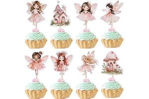 ZHUOWEISM 40 PCS Fairy Cupcake Toppers Flower Wing Angel Fairy Cupcake Picks Ballet Dancer Fairies Party Cupcake Decoration for Wonderland Garden Elves Theme Girls Birthday Party Cake Decorations Supplies