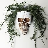 Dolkgy Skull Wall Planter for Indoor Outdoor Plants, Hanging Skull Vase Unique Face Flower Pot Head Planters, White Resin Skeleton Gothic Planter for Home Decorations