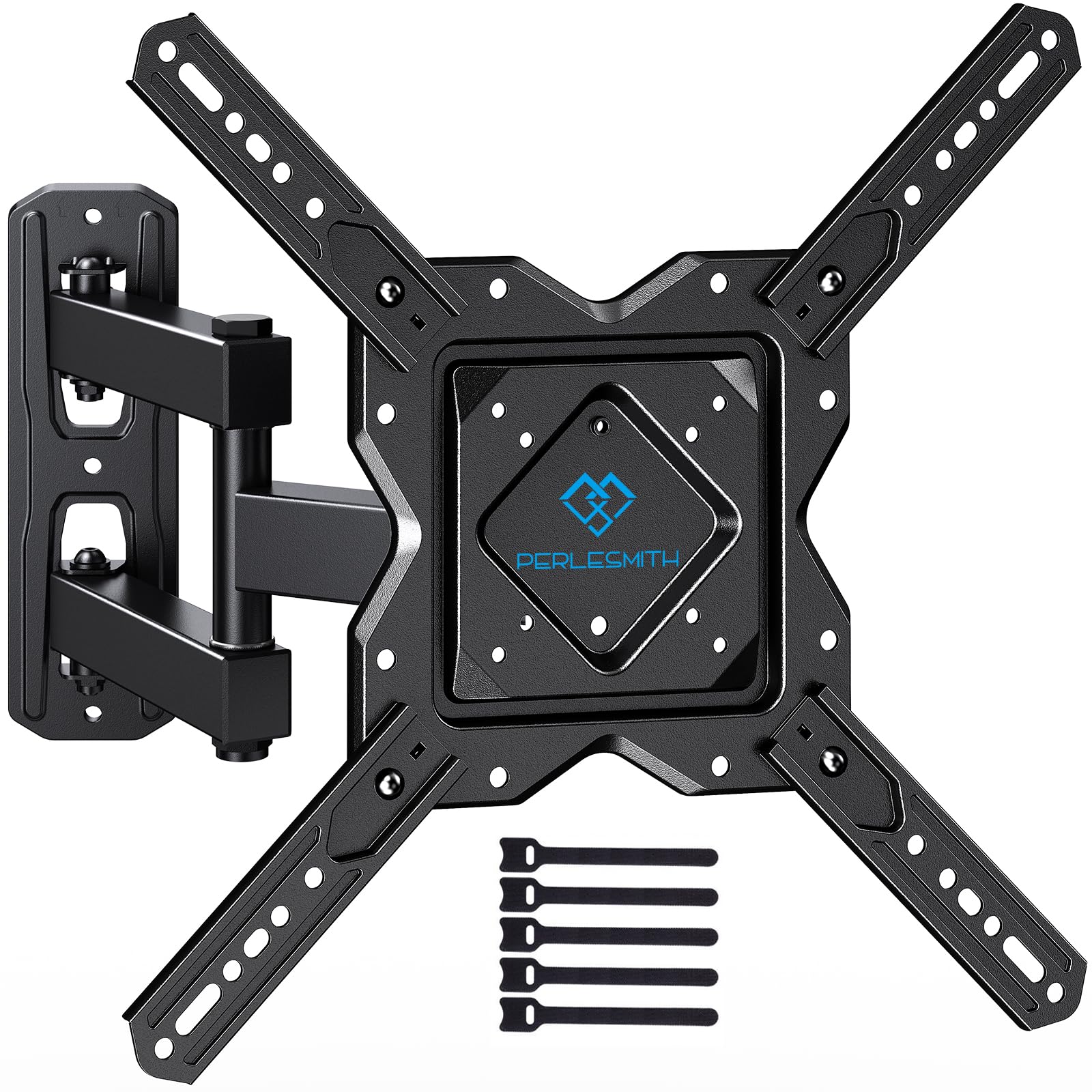 PERLESMITH TV Wall Bracket for 26-60 inch TVs, Swivel Tilt Extend Wall Mount for Flat & Curved TV up to 35kg, Max.VESA 400x400mm