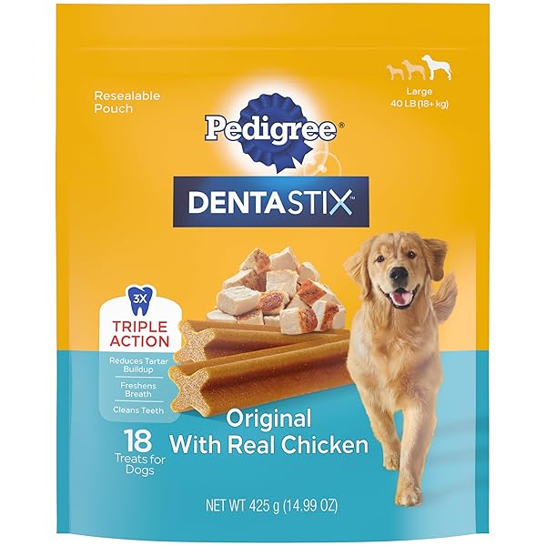 PEDIGREE DENTASTIX LARGE BREED DOG TREATS, ORIGINAL FLAVOR, 14.99 OZ. BAG (18 TREATS)