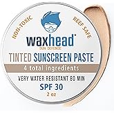 Waxhead Tinted Zinc Oxide Surf Sunscreen SPF 30 for Face, 4 Ingredient Reef Safe Zinc Paste, Waterproof Sunblock for Swimming, Sensitive Skin and Eczema, Tinted Scar and Tattoo Protection, 2oz Tin