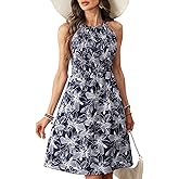 Freedom Girls Women's Boho Floral Halter Neck Dress Casual Summer Dresses for Women 2025 Hawaiian Vacations Sundresses