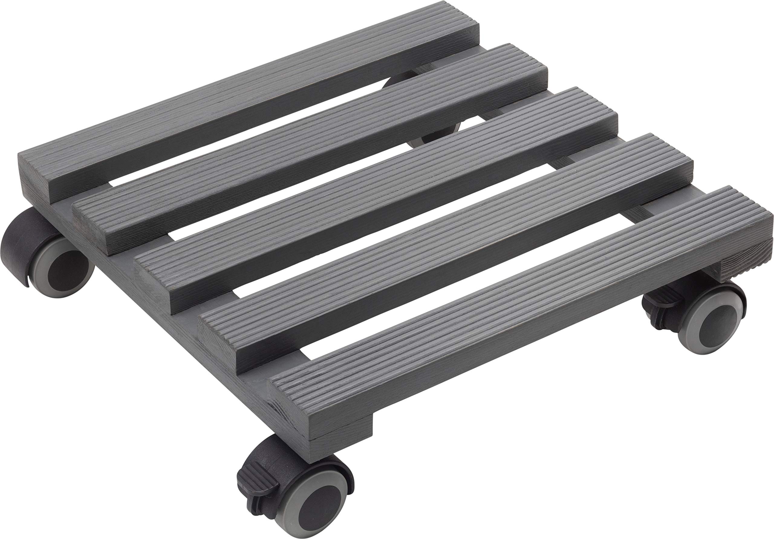 Metafranc 825200 Plant Roller Load Pine Plate Grey TPE Wheels with 2 Locks/Indoor Roller/Flower Roller/Transport Aid for Plants