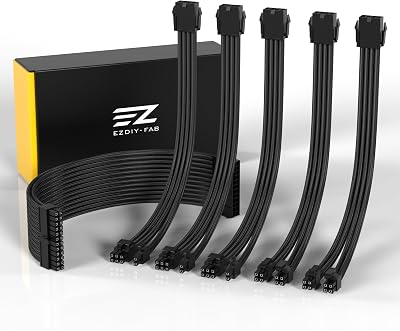 EZDIY-FAB PSU Cable Extension Sleeved Custom Mod GPU PC Power Soft Nylon 300MM