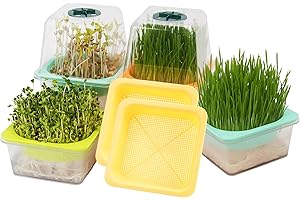 6 Pcs Microgreen Growing Tray with Lid, Sprouting Tray with Humidity Dome, Reusable BPA Free Seed Sprouter Kit for Growing Br