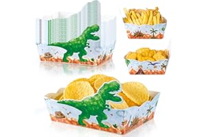 WERNNSAI Dinosaur Party Supplies - 24 PCS Kids Party Snack Food Tray Boxes for Kids Boys Dinosaur Party Decoration Movie Nigh