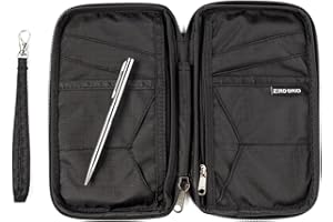 ZERO GRID Passport Holder Family up to 6 Passports, Large Passport Wallet and Premium Travel Document Holder Organizer with RFID Anti-Theft Blocking - 7 Bonus RFID Blocking Sleeves - Black