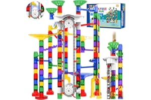 KERUVOTA Big Motorized Marble Run - Construction Building Blocks Toys 220Pcs Marble Race Track with Elevator,Educational STEM Game Christmas Birthday Gifts for Kids 3-5 4-8 8-12 (A-Colorful)