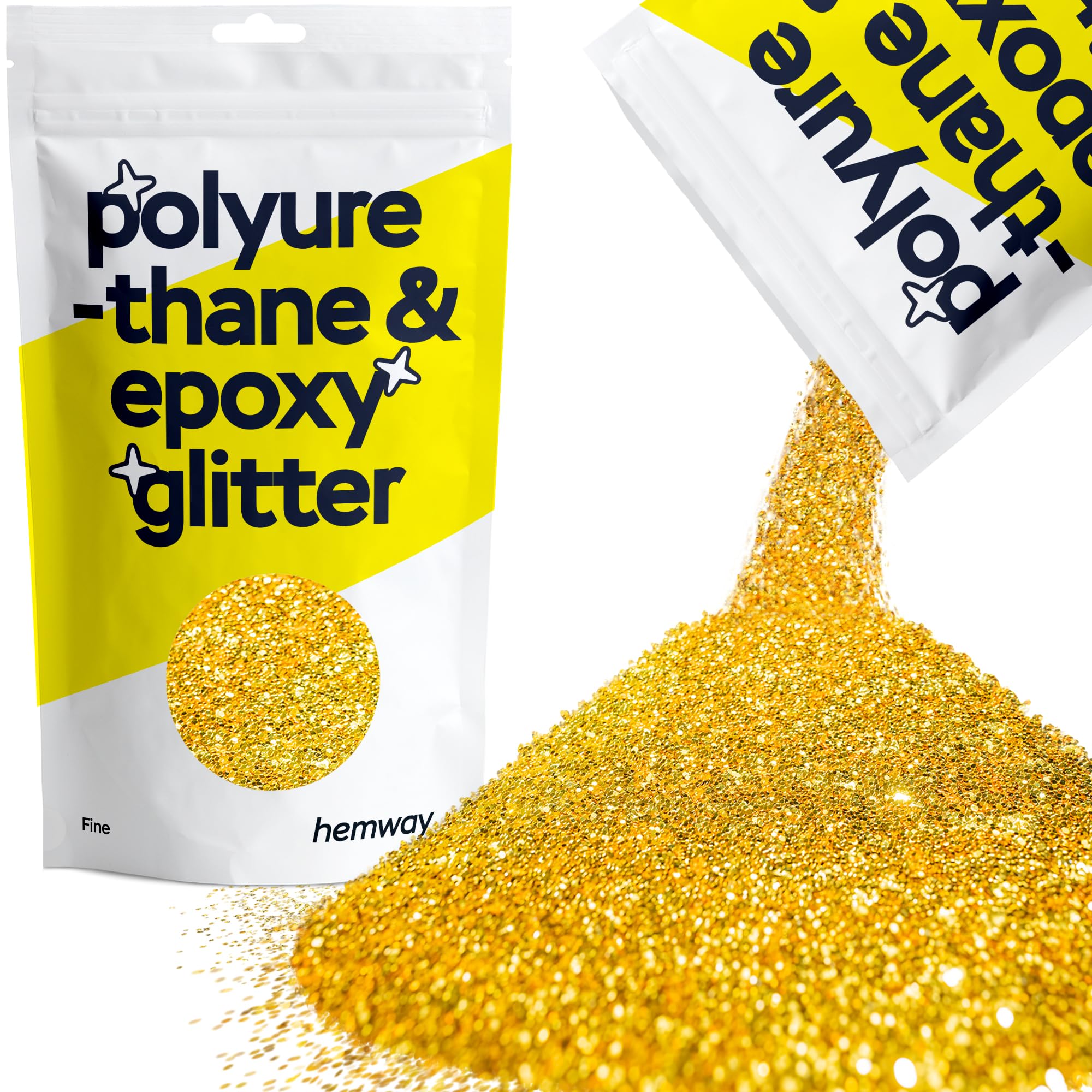 Hemway Resin Glitter Gold 100g Fine | Polyurethane & Epoxy Glitter for Resin Crafts, Tumblers, Coasters, Floor & Table Art