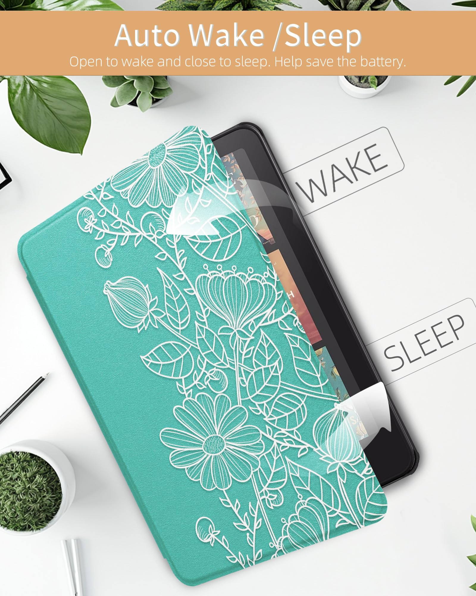 WALNEW Case for 7-inch Kindle Paperwhite 12th Gen 2024 and Colorsoft Signature Edition, Premium PU Leather Protective Cover for Kindle Paperwhite, Auto Wake/Sleep