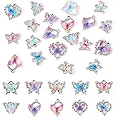 Craftdady 20pcs Butterfly Rhinestone Pendants Crystal Butterfly Bracelet Charms Colorful Dangle Earring Charms Hang Ornament 14-22 mm for DIY Craft Necklace Jewelry Making
