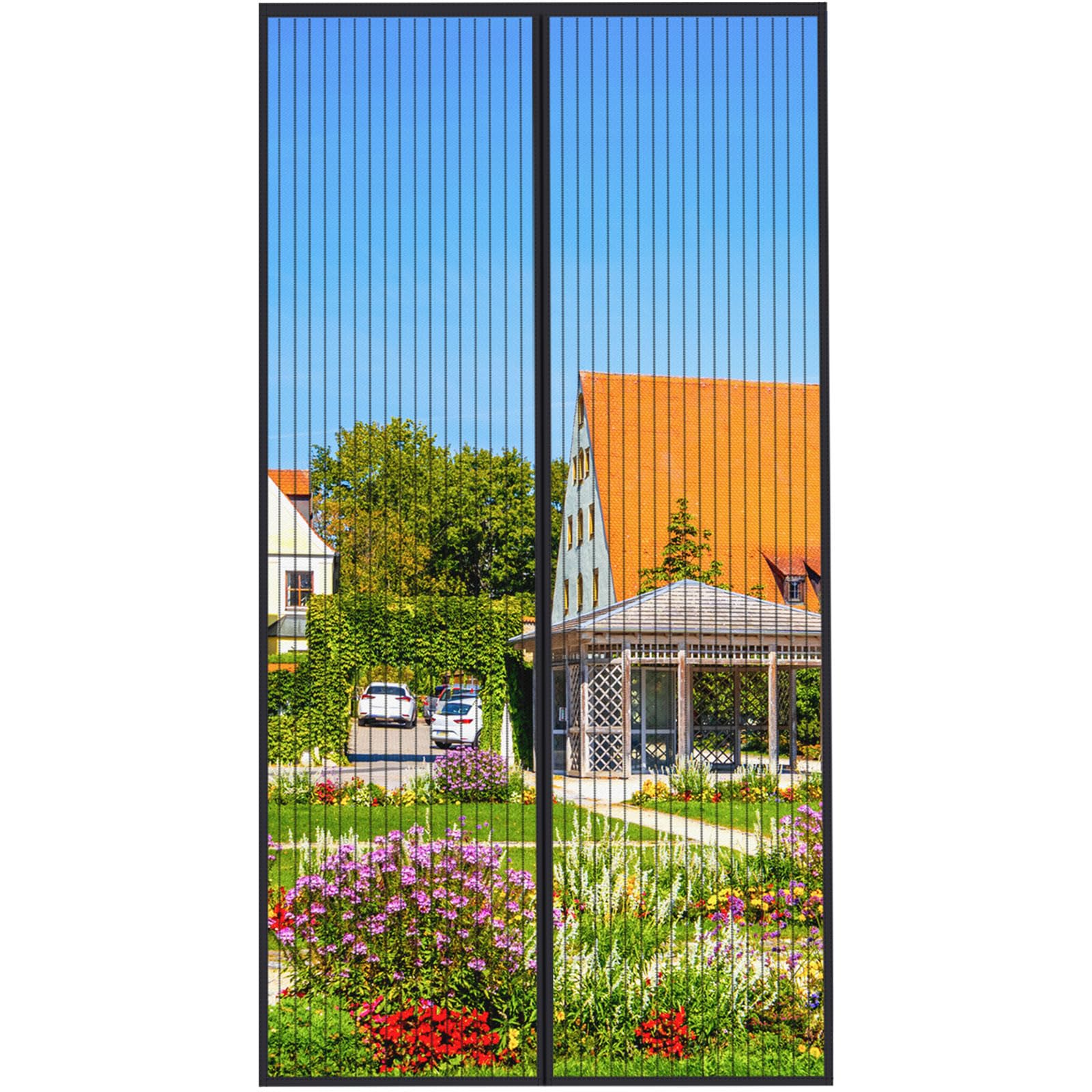 MYCARBON Fly Screen Door Keep Insects Out Mosquito Door Screen (Black/Stripes, 100 * 220cm)