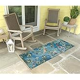Liora Manne Esencia Machine Washable Non-Slip Low Profile Indoor/Outdoor Mat-Transitional, Whimsical, Fish, Nature, Koi Pond 
