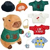 TITQWOP 10Pcs Capybara Plush Toy Capybara Plush with 9 Clothes and Accessories Super Soft Capybara Stuffed Animal for Kids Girls Boys 10.2inch