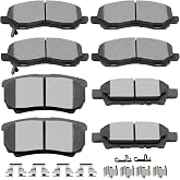 SCITOO 8pcs Ceramic Front Rear Disc Brake Pads Set fit For Jeep For Compass | For Dodge For Avenger,For Caliber,For Jeep For Patriot,For Mitsubishi For Lancer,For Outlander Sport;w/Hardware
