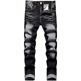 JUNBAOSS Men's Slim Fit Stretch Jeans Ripped Skinny Jeans for Men, Distressed Straight Leg Fashion Comfort Flex Waist Pants