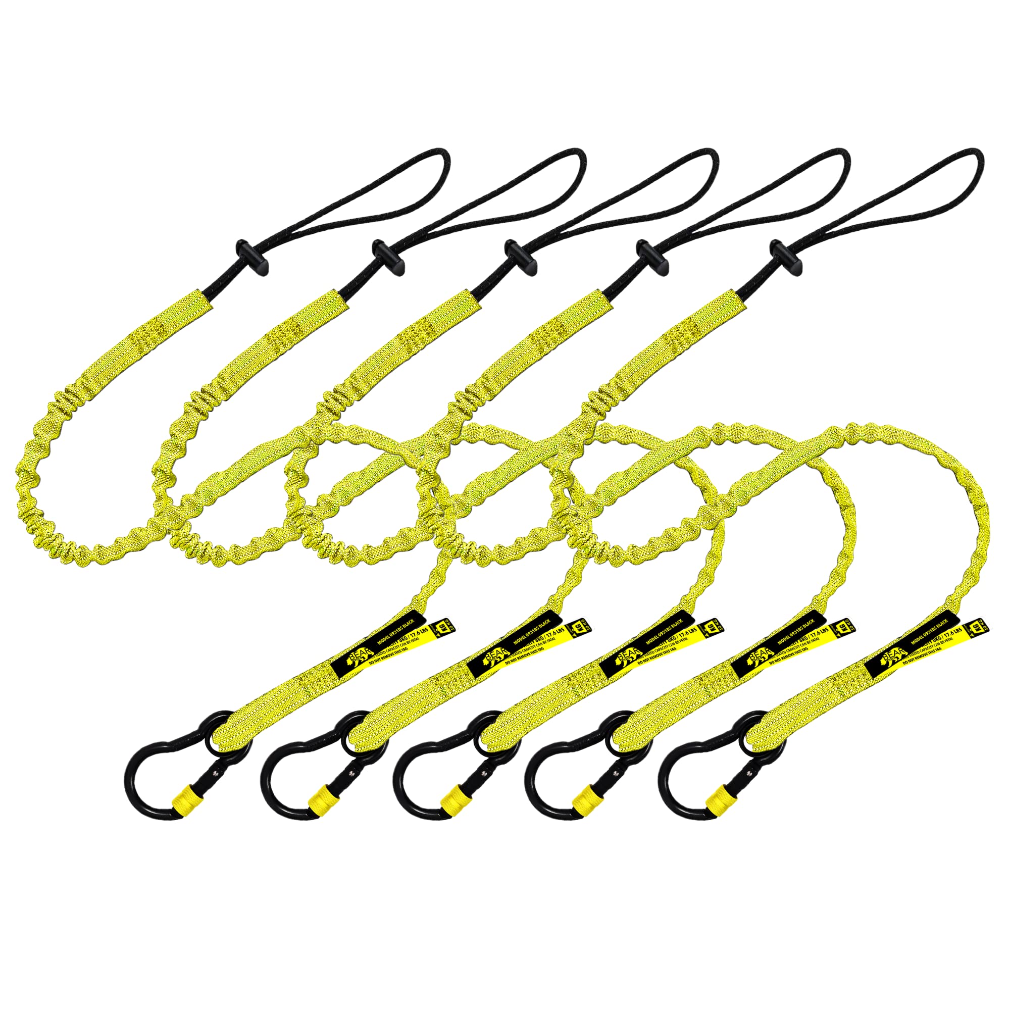 BearTOOLS New Yellow Safety Lanyard Tether With Captive Eye Screw Lock Carabiner Aluminum, Universal Adjustable Loop End, Stop the Drops Weight Limit 8KG / 17.6lb Fall Restraint (5)