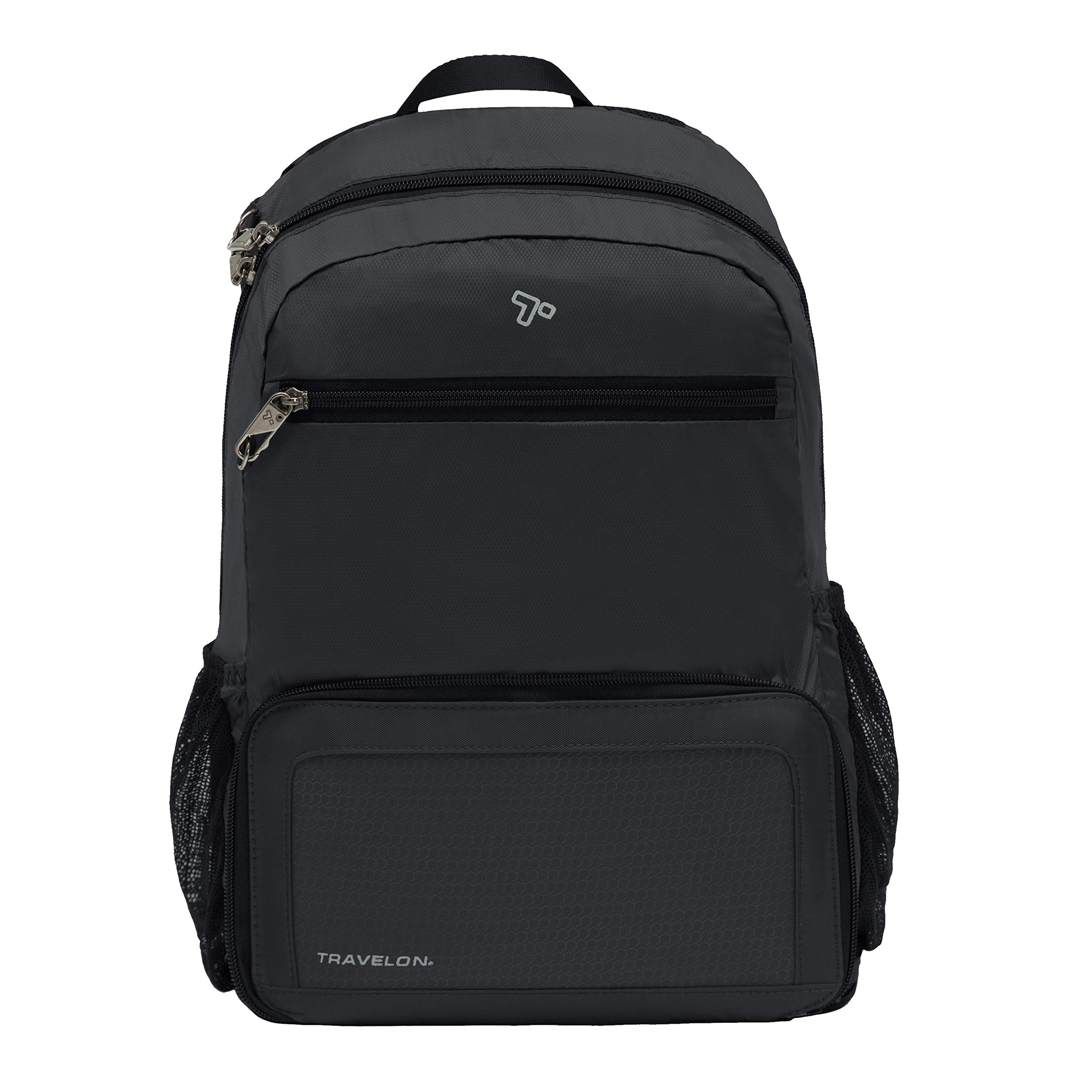 Travelon Anti-theft Packable Backpack Backpack, Black, Open 10.5 x 17 x 6 Packed 10.5 x 6 x 1, Anti-theft Packable Backpack — image 1