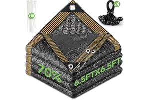 FOTMISHU 70% Shade Cloth 6.5ftx6.5ft Anti-Aging Sun Mesh UV Resistant Net, Sunblock Garden Tarp for Plant Cover, Greenhouse, Barn or Kennel, Flowers, Plants