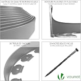 VOUNOT Lawn Edging 20m with 60 Pegs Flexible Plastic Border 5cm Grey view 4