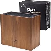 Universal Knife Block Without Knives, Acacia Wood Large Knife Holder | 26+ Slots with Blade-Separating Design, Fits Chef &amp; Steak Knives, Meat Cleavers, Scissors and Sharpening Rods for Kitchens