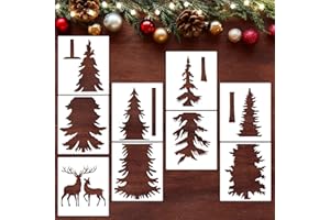 CZFLXLJ Large Pine Tree Stencils for Painting on Wood 14IN Reusable Christmas Pine Tree Template, Giant Fence Stencils for Wall Garden Fence Window Furniture Mural