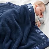 Pro Goleem Baby Boy Blanket, Fleece Baby Blankets for Boys with 2 Inch Satin Trim, Super Soft Plush Receiving Blanket for Infant Newborn, Cozy 30x40 Inch Stroller &amp; Nursery Blanket,(Navy Blue)