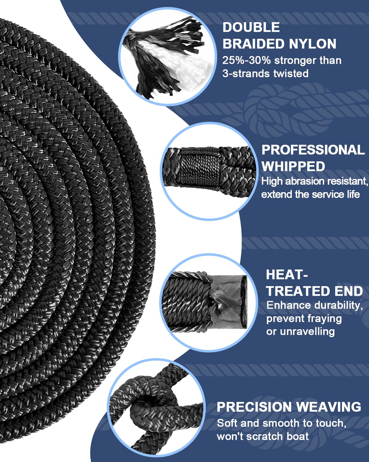Mua Boat Dock Lines, Double Braided Nylon Boat Ropes for Docking with ...