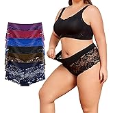 moonlight elves Sexy Underwear For Women, Plus Size Lace Boy shorts Panties, Cotton Waistband Soft Cheeky Panty, 6 Pack