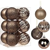 3.15" Bronze Christmas Balls Ornaments 12 Pcs Shatterproof Christmas Ornaments Set Matte Large Bronze Ornament for Xmas Tree Halloween Holiday Party