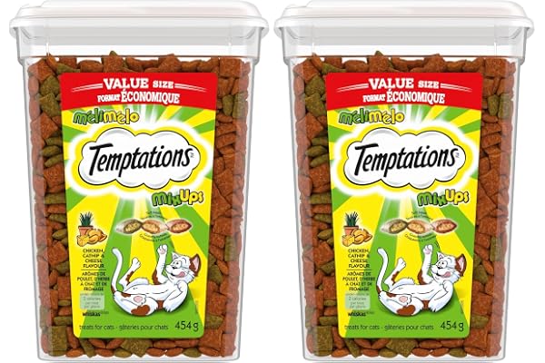 TEMPTATIONS Mix-Ups Cat Treats, Catnip (Chicken, Catnip & Cheddar Flavour), 454g Tub (Pack of 2)